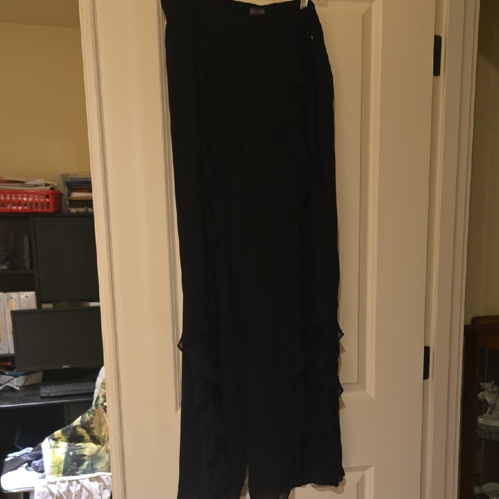 Vince Camuto Ruffle Down Sheer Slacks